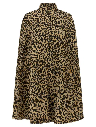 Valentino Animalprint Wool Cape In Multi