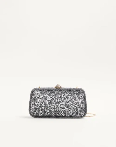 Valentino Garavani Carry Secrets Minaudiere With Rhinestones Woman Crystal Uni In Silver