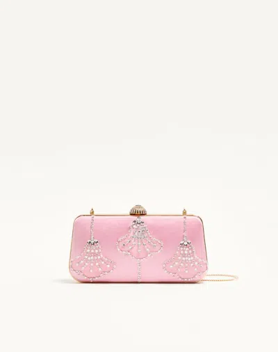Valentino Garavani Carry Secrets Embellished Satin Clutch In Pink