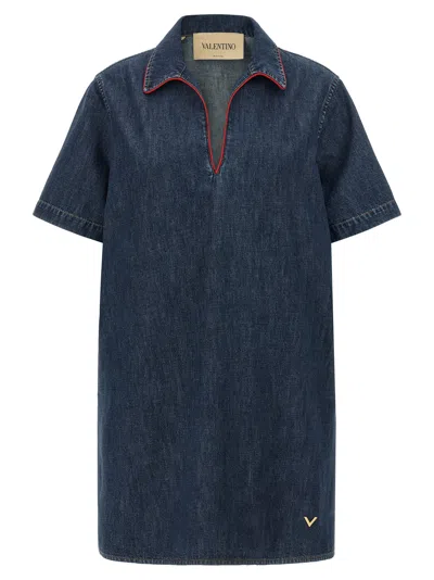 Valentino Garavani Dress Woman Color Denim In Blue