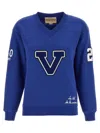 Valentino Blue Sweatshirt With V And Le Chat De La Maison Embroidery