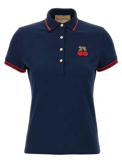Valentino Garavani  Garavani 'cherryfic' Polo Shirt In Blue