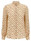 Valentino Crepe De Chine Shirt With Cherryfic Print In Neutral