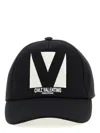 Valentino Garavani Black Hat With Logo On The Front In Cotton Man In Black