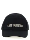 Valentino Cotton Baseball Cap With Embroidery In Black