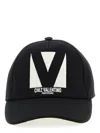 Valentino Garavani Black Hat With Logo On The Front In Cotton Man In Black