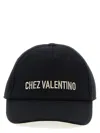 Valentino Chez  Cotton Baseball Cap With Embroidery In Black