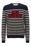 Valentino Garavani Crewneck Sweater With Bold Jacquard Motif In Black