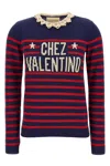 Valentino Knitwear Sweater Asymmetric Neck Design In Blue