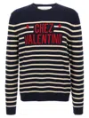 Valentino Garavani Crewneck Sweater With Bold Jacquard Motif In Black