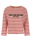 Valentino Womens Avorio Rosso Striped Brand-print Cotton-jersey T-shirt