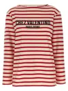 Valentino Womens Avorio Rosso Striped Brand-print Cotton-jersey T-shirt