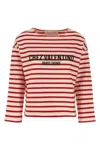Valentino Womens Avorio Rosso Striped Brand-print Cotton-jersey T-shirt