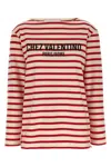 Valentino Striped Cotton Jersey Long Sleeve T-shirt Ivory And Red In Red