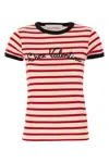 Valentino Women Ivory Striped Jersey Embroidered T-shirt