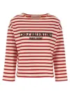 Valentino Womens Avorio Rosso Striped Brand-print Cotton-jersey T-shirt