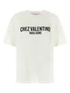 Valentino Cotton Slogan Print Drop Shoulder T-shirt In Multicolor