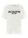 Valentino Cotton Slogan Print Drop Shoulder T-shirt In Multicolor