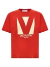 Valentino Crewneck Graphic Print T-shirt Logo In Red