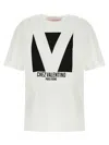 Valentino Crewneck Graphic Print Ribbed Short-sleeve Cotton Jersey In White
