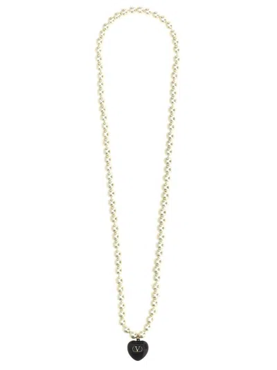 Valentino Garavani 'coeur Royal' Necklace In White