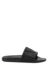 Valentino Rubber Slides With Wide Strap And Flat Sole In Black
