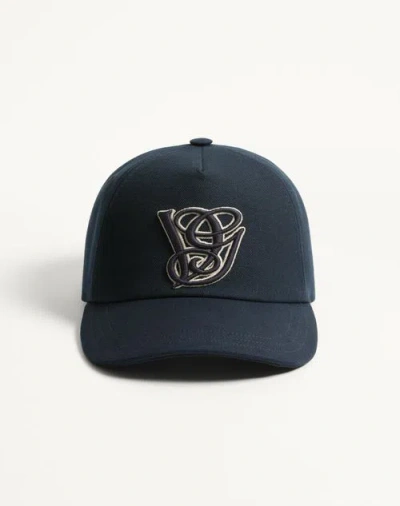 Valentino Garavani Cotton Baseball Cap With Embroidery In Blue