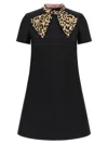 Valentino Womens Nero Animalier Embellished Long-sleeves Wool And Silk Midi Dress In Black