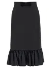 Valentino Black Crepe Couture Skirt In Black