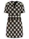 Valentino Womens Betulla Nero Diamond-check Textured Woven Mini Dress In Multi