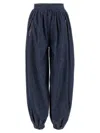 Valentino Tasseled Embroidered Chambray Tapered Pants