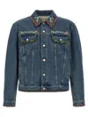 Valentino Denim Jacket With Multicolor Embroidery In Blue