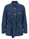 Valentino Denim Safari Jacket In Blue