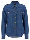 Valentino Casual Shirt With Chest Pockets And Epaulettes In Blue