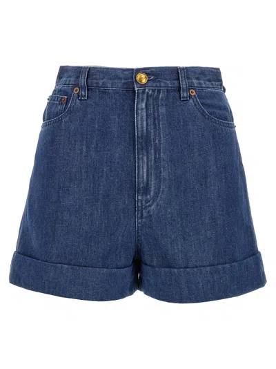 Valentino Denim Shorts With Back Pockets And Belt Loops In Blue