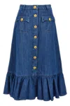 Valentino Garavani Blue Denim Cotton Skirt