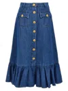 Valentino Garavani Blue Denim Cotton Skirt