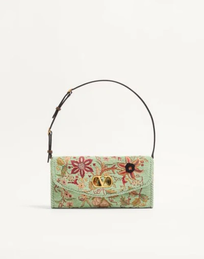 Valentino Garavani Devain Embroidered Small Shoulder Bag Woman Multicolour Uni In Brown