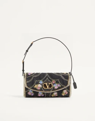 Valentino Garavani Devain Small Embroidered Shoulder Bag Woman Black/multicolour  In ブラック/マルチカラー