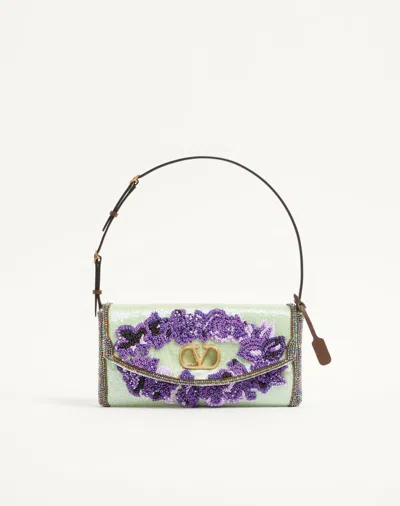 Valentino Garavani Devain Small Embroidered Shoulder Bag Woman Mint/purple Uni