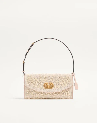 Valentino Garavani Devain Small Shoulder Bag With Pearls And Rhinestones Woman Cr In White