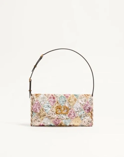 Valentino Garavani Devain Small Shoulder Bag With Rhombelle Embroidery. Woman Mul In Multi