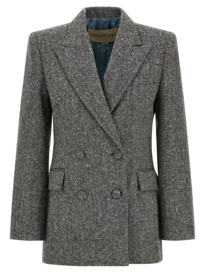 Valentino Garavani Double-breasted Blazer Blazers Gray