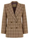Valentino Checked Double-breasted Virgin Wool Blazer In Sand