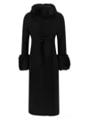 Valentino Womens Nero Fur-embellished Belted Wool And Cashmere Wool Coat In Black