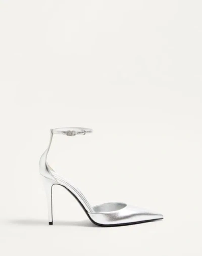 VALENTINO GARAVANI VALENTINO GARAVANI VALENTINO GARAVANI EVENINGLAM PUMP IN 100MM LAMINATED NAPPA WOMAN SILVER/CRYSTAL 