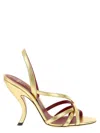 Valentino Garavani Fetishique Sandal In Laminated Nappa 105mm Woman Antique Brass 38.5 In Animal Print