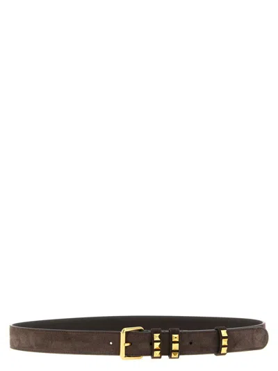 Valentino Garavani Flaneuse Belt Gold Tone Hardware Studs In Brown