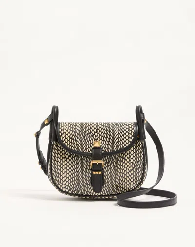 Valentino Garavani Flâneuse Small Cobra Print Elaphe Shoulder Bag Woman Ivory/bla In Multi