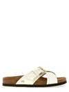 Valentino Velluto Leather Crisscross Buckle Sandals In White